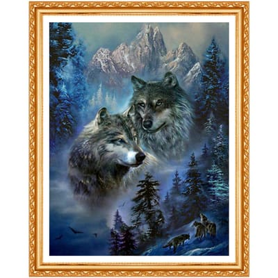 Peinture diamant loup de forêt 5d, broderie complète, point de croix, motif Animal, nouvelle collection 20X30CM black