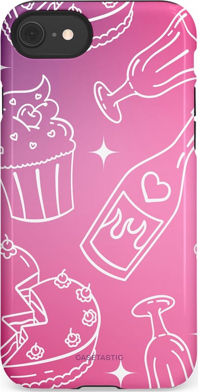 Casetastic Hoesje Geschikt voor Apple iPhone 7/8/SE - Stijlvolle Beschermende Duo-layer Case - Roze Gebakfeest