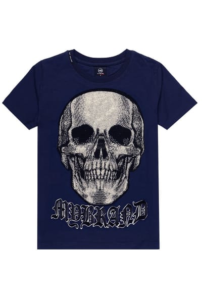 White Skull T-Shirt | NAVY - NAVY / 8