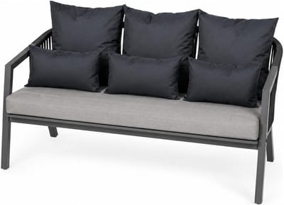 Anna Collection Bank/tuin kussens set - binnen/buiten - 6x stuks -zwart - In 2 formaten laag/hoog