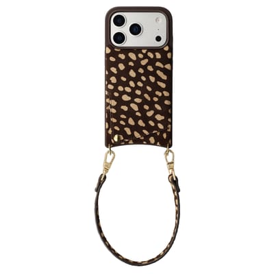 Selencia Hoesje - Geschikt voor Apple iPhone 17 Pro Max - Real Leather Backcover met Pashouder - Fawn Chic