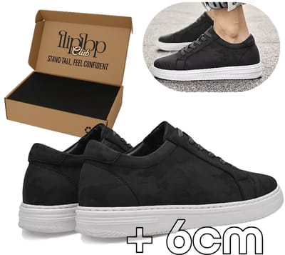 FLIPFLOP CLUB Verhogende Sneakers Heren (43) – +6 cm Lengte – Onzichtbare Verhoging – Comfort Sneakers – Kunstleer – Casual Schoenen Zwart