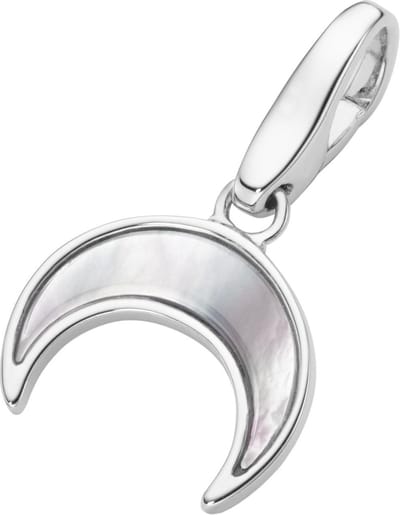 Bedel | charm | sterling zilver | maan | karabijn | hanger | parelmoer