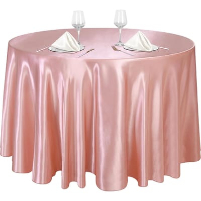 Ronde tafelkleed satijnen tafelkleed goudkleurig polyester voor bruiloft/banket/restaurant - zijdezachte satijnen eettafeldecoraties Diameter 120cm rosé gouden kleur