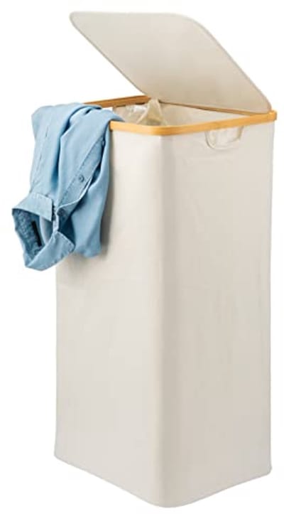 Wasverzamelaar met uitneembare waszak en deksel - 100 liter, Beige