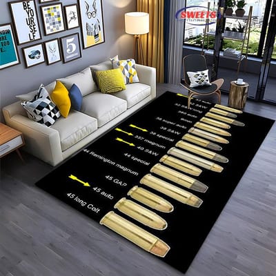 Wapen Thema Vloerkleed , Aanvalsgeweer Pistool Revolver Wapen Tapijt voor Woonkamer Slaapkamer Bank Deurmat Decoratie Antislip Vloermat Cadeaus 50x80cm (20x31in)