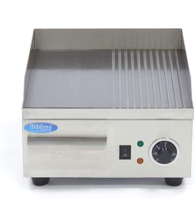 Grillplaat - Half Gegroefd - 36 cm - incl. Opvangbak