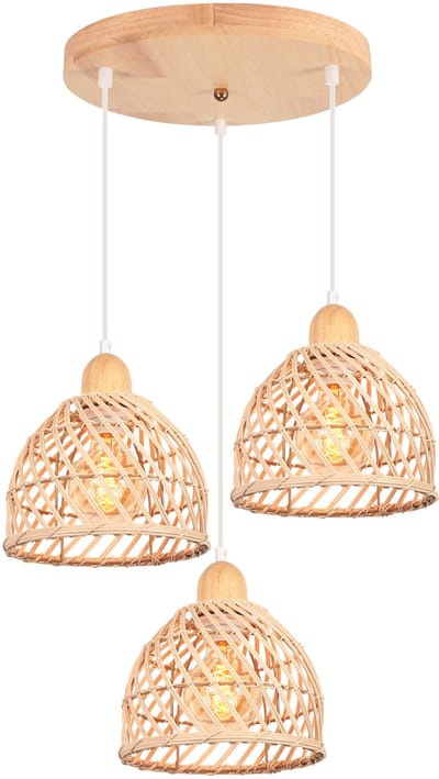 Hanglamp Boho Geweven Plafondlamp 3 Lampen Kroonluchter voor Slaapkamer Woonkamer Hal