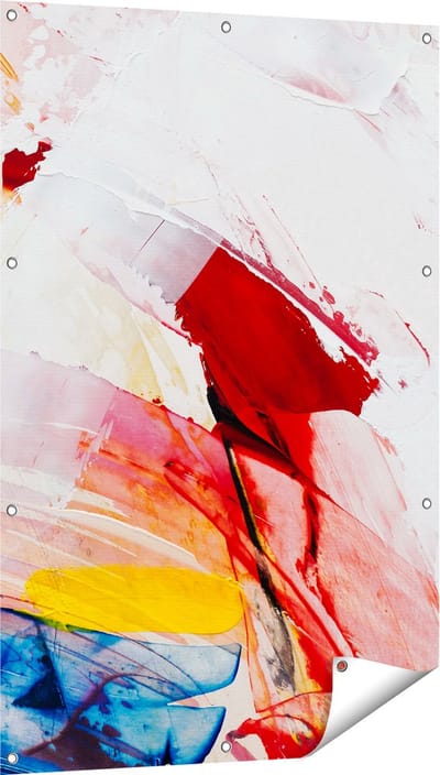 Gards Tuinposter Abstracte Kunst van Verf Kleuren - 80x120 cm - Tuindoek - Tuindecoratie - Wanddecoratie buiten - Tuinschilderij