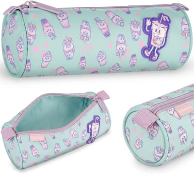 Bubble Tea Schooletui voor meisjes, rond, etui voor schoolspullen 22x8x8cm