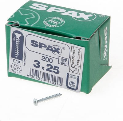 Spax Spaanplaatschroef Verzinkt Torx 3.0 x 25 - 200 stuks