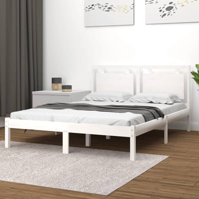 vidaXL - Bedframe - massief - hout - wit - 120x200 - cm