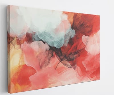 Saammp Canvas Schilderij - Rood Wit - Abstract kunstwerk - 45x30 - Foto op canvas - Wanddecoratie - Muurdecoratie Woonkamer - Slaapkamer decoratie - Canvas Print