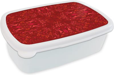 Broodtrommel Wit - Lunchbox - Brooddoos - Kristal - Rood - Caleidoscoop - Design - Patronen - 18x12x6 cm - Volwassenen