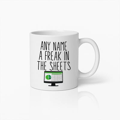 Gepersonaliseerde Kantoormok 330ml – Elke Naam Een Freak in de Sheets – Grappige Excel Spreadsheet Koffiebeker Cadeau