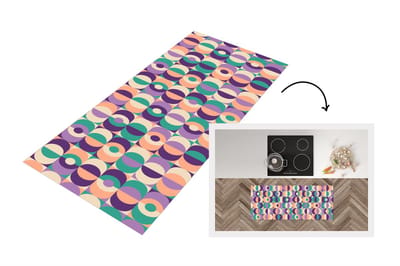 Keukenloper 120x50 cm - Keukenmat vinyl Patroon - Geometrie - Retro - Keukenmatten loper - Keuken vloerkleed tapijt