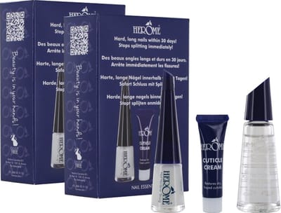 Herome 2-Pack 3 in 1 Manicure Nagelverzorging Set - Nagelverharder, Nagellakremover en Nagelriemcreme - Blauw