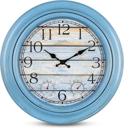 Grote waterdichte wandklok met thermometer en hygrometer voor binnen en buiten