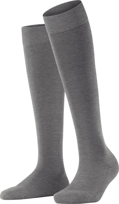 FALKE ClimaWool lang eenkleurig wol lyocell kniekousen dames grijs - maat 37-38