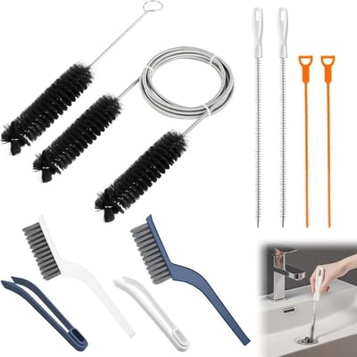 Flexibele Afvoer Ontstopper Set - 8-in-1 Reinigingsborstel voor Keuken, Badkamer en Vuilopvang