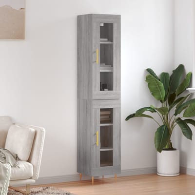 vidaXL - Hoge - kast - 34,5x34x180 - cm - bewerkt - hout - grijs - sonoma - eikenkleurig