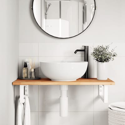 vidaXL - Badkamer - wandschap - staal - en - massief - acaciahout