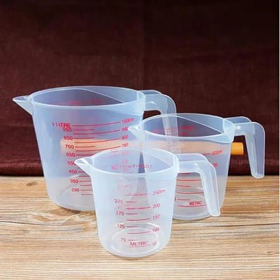 Lot de 3 gobelets doseurs pour liquide de cuisson, en PVC, en plastique, pour mesurer le volume, outils de cuisine, 250/500/1000 ml gray
