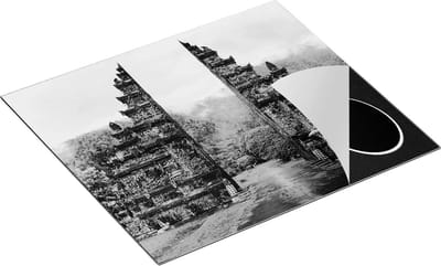 Chefcare Inductie Beschermer Tempel Poort in Bali - Zwart Wit - 60x50 cm - Afdekplaat Inductie - Kookplaat Beschermer - Inductie Mat