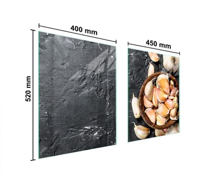 TMK ArtDeko - Beschermplaat Glas - 85x52 cm - Culinair Motief - Czosnek