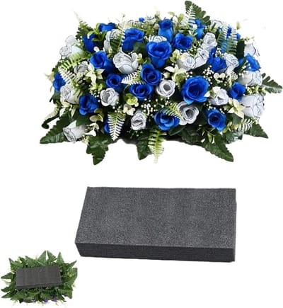 Kunstbloemen - Herinneringsbloemen - Grafdecoratie - Weerbestendig Ontwerp - 50x35x20cm - Blauw