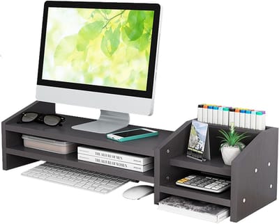 Bureau Organizer - Desktop Opberger - Werkplek Organiseren - Twee Niveaus - 68 x 19 cm - Zwart