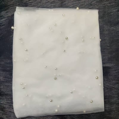 Elegante Parel Chiffon Tafelkleed Overlay - Luxe Bruiloft Ontvangst & Bruidsdouche Decoratie - Perfect voor Desserts Tafels Feest W150xL300CM white