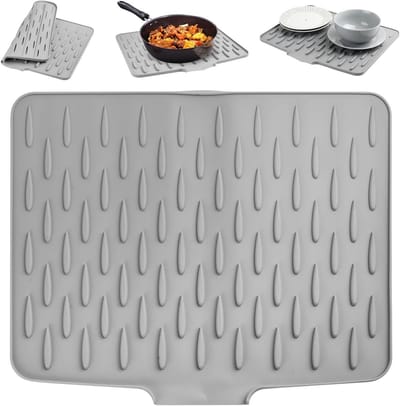 Droogmat voor Keuken en Afwas, Lekvrije Siliconen Mat voor Onderrecht, Antislip en Waterafvoer, Ideaal voor Afwassen en Keukenwerk (40 x 32.5cm)