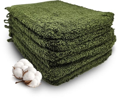 Miss Towels Hotelkwaliteit Washandje Set - Olijf Groen - 6 stuks - Washandjes - 100% katoen - 15x21cm - 550 gr/m2 - Made in Portugal