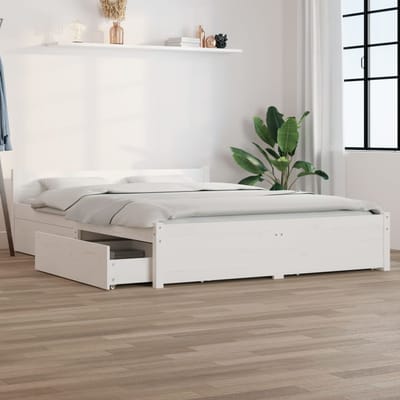 vidaXL - Bedframe - met - lades - wit - 150x200 - cm