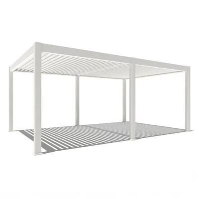 Orion Premium overkapping E-LED - 400 x 600 cm - wit - met elektrisch lamellen dak en LED