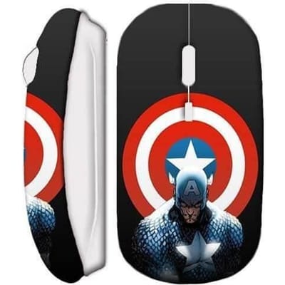 Souris Sans Fil - MANIACASE - Captain America - Blanc - USB Wifi - Compatible Mac et PC