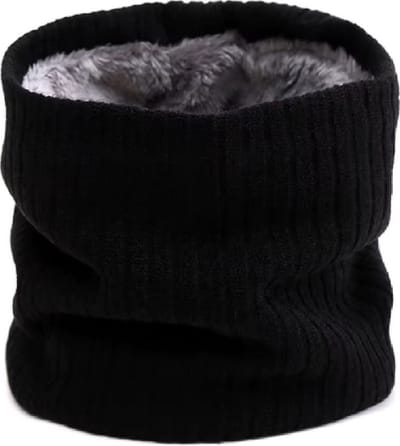 Warme Col Sjaal Zwart - Zachte Fluffy voering - Dikke Hals Warmers - Deels katoen| Seizoen Herfst winter| Cadeaus | Teddy voering.