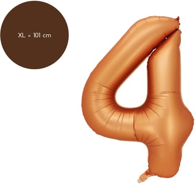 Fienosa Cijfer Ballonnen - Nummer 4 - Oranje - Kleur - 101 cm - XL Groot - Helium Ballon - Verjaardag Ballon - Verjaardag versiering - Leeftijd verjaardag - Verjaardagsballon - Verjaardag