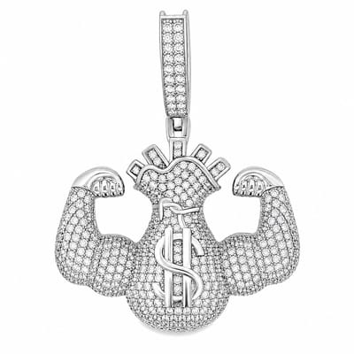 Juwelier Zwartevalk - Zilveren (gerhodineerd) moneybag hanger met biceps - 24.395