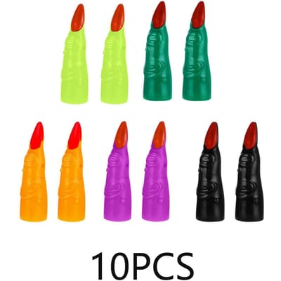 10 stuks Halloween heksenvingers voor kinderen om te lezen, neppe Mars-klauwen, neppe zombie-vingertips, cosplay-accessoire blue