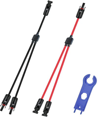 Zonne-energie Kabel - Y Connector - Zonnepanelen Koppelen - 1 naar 2 Verdeling - 1 Paar - Zwart