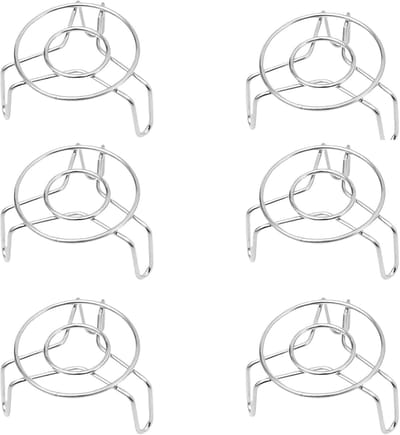Mini stoomrekje, 6 stuks (ca. 6 cm in diaGeschikt voorer) ronde roestvrijstalen eierstoommandjes