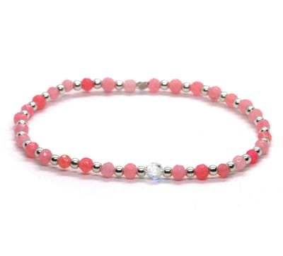 Heaven Eleven - meisjes - armband - zilver - swarovski - koraal - pink - 3 mm