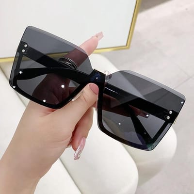 Lunettes de soleil sans monture KAMMPT pour hommes femmes Tendance Vintage Surdimensionnées Monobloc Design Marque de Luxe Lunettes de Soleil as picture shows