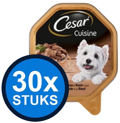 30x Cesar Cuisine - Kalkoen & Rund - Hondenvoer - 150g