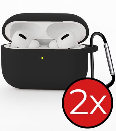 Hoesje - Geschikt voor Apple Airpods Pro 3 - Siliconen Hoes met Clip - Silicone Case Cover - Zwart