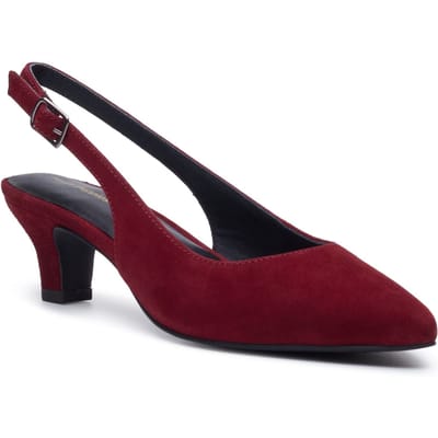 Hush Puppies Nahla Buckle Kitten Heel Dames Bordeaux Puntige Slingback Schoenen