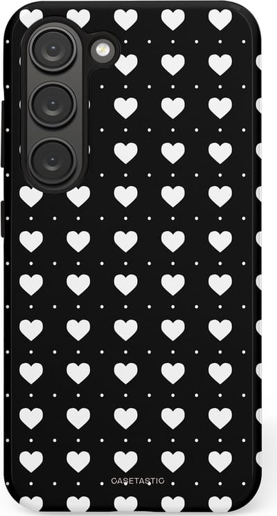 Casetastic Hoesje Geschikt voor Samsung S23 - Stijlvolle Beschermende Duo-layer Case - Stipjes en Hartjes