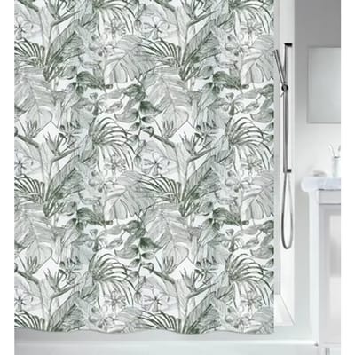 Spirella Tropic Douchegordijn Textiel Donkergroen – Badkamergordijn 180 x 200 cm – Douchegordijnen met Tropisch Design
